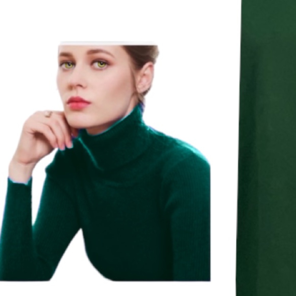 Tre shirt green mock turtleneck sweater top blouse career fashion